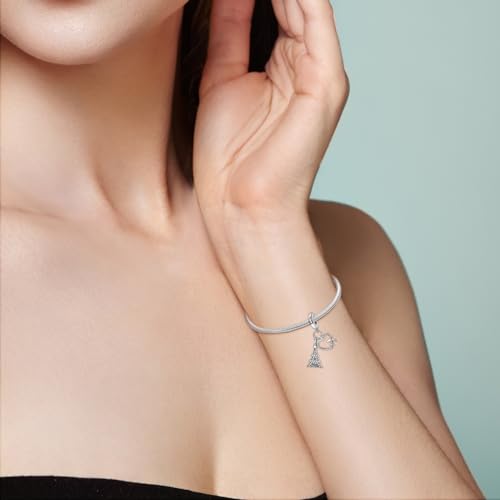 NARMO Charms for Bracelets 925 Sterling Silver Star Dangle Charms Car Keys Lipstick Dangle Charm Beads for Women Bracelets Necklace - color: Love in Paris