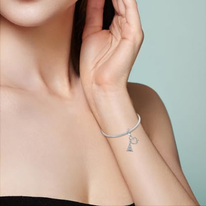 NARMO Charms for Bracelets 925 Sterling Silver Star Dangle Charms Car Keys Lipstick Dangle Charm Beads for Women Bracelets Necklace - color: Love in Paris