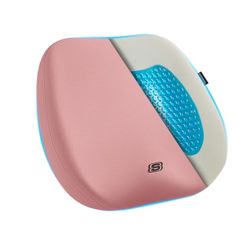 Skechers Seat Cushion Premium Gel & Memory Foam-Office Chair Cushion for Tailbone Pain Relief,Butt Pillow for Office Chair,Car seat Cushion,Long Sitting Office Workers,and Car Drivers,Pink - color: Pink