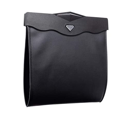 Car Leather Trash Bag Smart LED Waterproof Organizer Storage Garbage Can (Black)