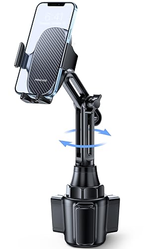 Miracase [2025 Latest Upgraded] Universal Cup Phone Holder for Car, [Rotatable & Adjustable] Long Neck Car Cup Holder Phone Mount Compatible with iPhone, Samsung, Google & More Smartphones - color: Black-Carbon Fiber