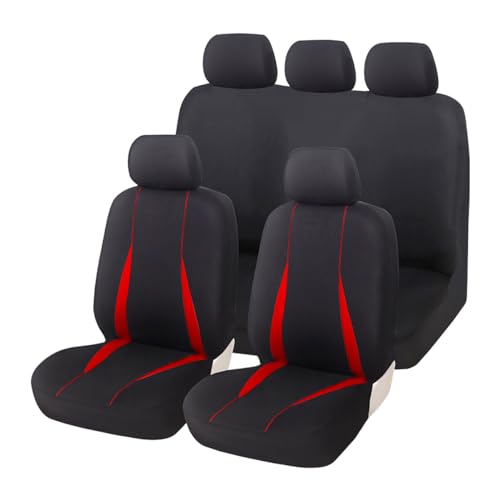 BESULEN Car Seat Covers, Waterproof Durable Automotive Seat Cover for Women Men, 5 Seats Full Set Front and Back Rear Seat Protector with Backrest, Universal for SUV, Truck, RV and More（Red）