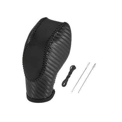 X AUTOHAUX Car Faux Leather Gear Shift Knob Cover for Ford Focus Escape Fusion Fiesta Transit Van Carbon Fiber Pattern Black