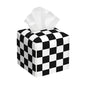 Black and White Checkerboard Tissue Box Cover Square,Square Grid Checkered Tissue Box Holder Waterproof Leather Facial Paper Organizer Dispenser for Bathroom Home Car Nightstand Vanity Desk - color: Color-21