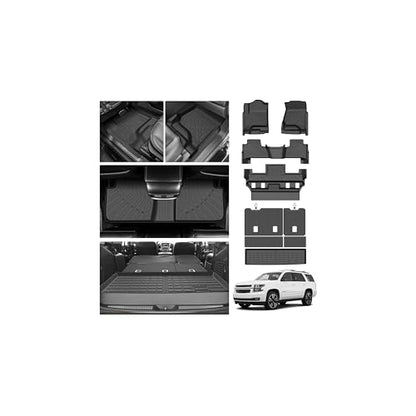 Cartist Floor Mats for 2015-2020 Chevy Tahoe & GMC Yukon Denali | SLE | SLT (7 Seats, Not for Yukon XL), All Weather Cargo Liner for Tahoe Accessories, Heavy Duty TPE Car Mats, Car Accessories - size: 1)Chevy Tahoe 2015-2020 Full Set