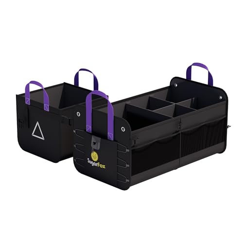 Car Trunk Organizer SUV, 84L SUV Trunk Organizer – Waterproof Foldable Modular Trunk Organizer with Mesh Pockets, Non-Slip Base, Black - M313