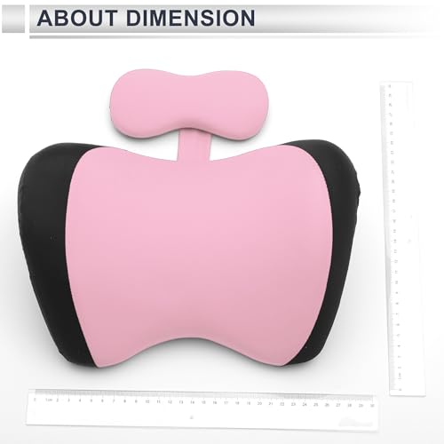 Car Headrest Pillow Ergonomic Comfortable Neck Support Pillow Milk Silk Fabric and Memory Foam Bandage Adjustable Width Black and Pink Set of 1 - color: Black Pink