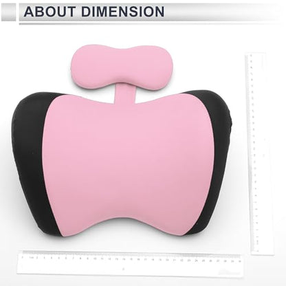 Car Headrest Pillow Ergonomic Comfortable Neck Support Pillow Milk Silk Fabric and Memory Foam Bandage Adjustable Width Black and Pink Set of 1 - color: Black Pink