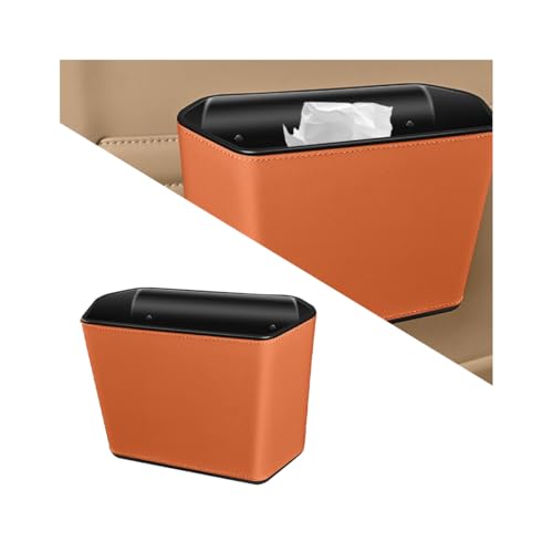 Car Trash Can, Multifunctional Leakproof Vehicles Dustbin Garbage Can for Door Backseat, Portable Automotive Interior Garbage Container Trash Bin, Universal for Van Sedan SUV (Orange) - color: Orange