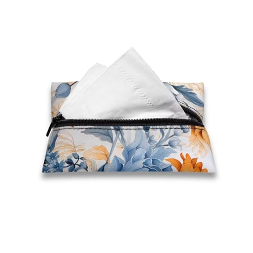 Fabric Purse Zipper Tissue Bag Boho Floral Pocket Tissues Travel Packs Washable Tissue Holder 5.2 x 3.2 Inch Tissue Packs for Coins Tissue Cards Car Travel Office Home - color: Boho Floral