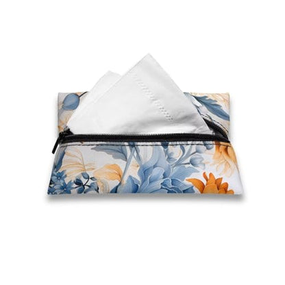 Fabric Purse Zipper Tissue Bag Boho Floral Pocket Tissues Travel Packs Washable Tissue Holder 5.2 x 3.2 Inch Tissue Packs for Coins Tissue Cards Car Travel Office Home - color: Boho Floral