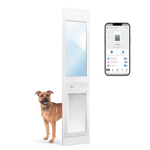 Power Pet Roll Up Smart Patio Pet Door by High Tech Pet, Proven Pet Operated Technology, Manual or App Control, 24/7 Timers, Safe, Secure, Airtight and Weatherproof (Patio Regular - 75-80¼, Medium) - color: Patio Regular - 75-80¼, size: Medium