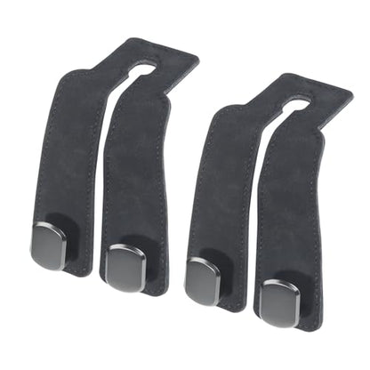 Purse and Bag Hook for Car, Zinc Alloy Seat Headrest Hooks, Upgraded Leather Car Seat Back Purses Hanger and Bags Holder (Black,2Pack) - color: Black