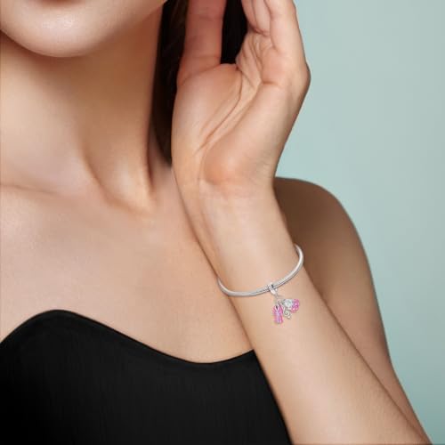 NARMO Charms for Bracelets 925 Sterling Silver Star Dangle Charms Car Keys Lipstick Dangle Charm Beads for Women Bracelets Necklace - color: Bathrobe