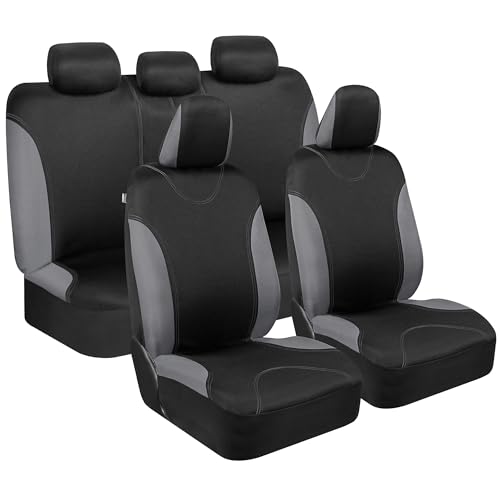 BDK UltraSleek Gray Seat Covers for Cars, Two-Tone Front Seat Covers with Matching Back Car Seat Cover, Made to Fit Most Auto Truck Van SUV, Interior Car Accessories, Car Seat Covers Full Set - Gray - color: Gray