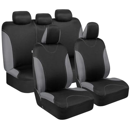 BDK UltraSleek Gray Seat Covers for Cars, Two-Tone Front Seat Covers with Matching Back Car Seat Cover, Made to Fit Most Auto Truck Van SUV, Interior Car Accessories, Car Seat Covers Full Set - Gray - color: Gray