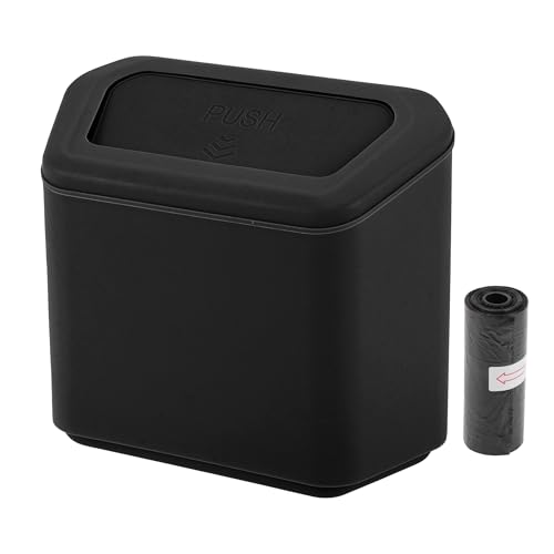 Car Trash Can Car Door 6.3" Length 2.8" Width 5.5" Height Auto Trash Bin Plastic Black Hanging - color: Black