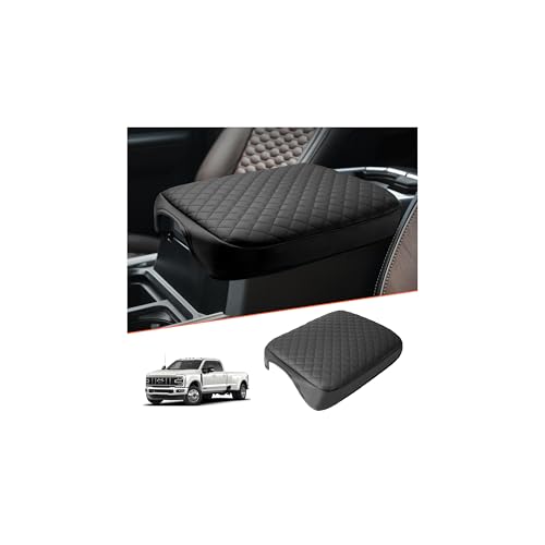 Shademax Center Console Cover for Ford F250 F350 F450 F550 Super Duty 2023-2026 Accessories Armrest Cover Cushion Pad Leather Car Armrest Seat Box Console Lids Protector (Only for Bucket Seat Console) - size: For Ford F250 F350 F450 F550