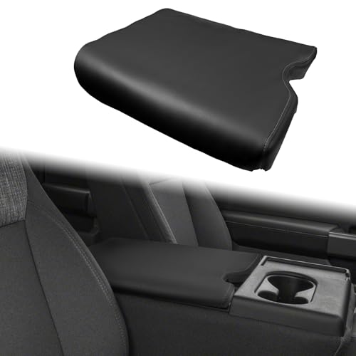Center Console Armrest Cover Replacement Compatible with Ford F150 2015-2025& 2017-2025 F250 F350 F450 with 40/20/40 (Jump Seat Console), Leather Armrest Protector (Black,Leather Part Only)