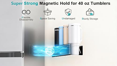 Magnetic Cup Holder for 8 Stanley 30/40 oz Tumbler, 2Pack Water Bottle Holder with Tumbler Lid & Straw Organizer, Flexible disassembly, Ideal for Fridge and Other Iron Surfaces - size: 8 bottles