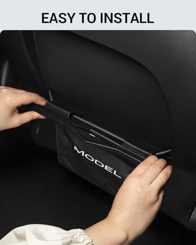 Trash Can for Tesla Model Y 2020-2026 Garbage Bag [Strong Magnetic Buckle] with LED Light 1PCS Backseat Hanging Garbage Bin Waterproof Faux Leather Model Y Interior Accessories 2.5 Gallons - size: Model Y