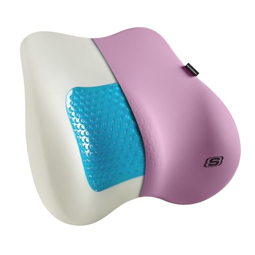 Skechers Lumbar Pillow Premium Gel & Memory Foam, Lumbar Support Pillow for Office,Chair Lower Back Pain Relief Lumbar Pillow,Ergonomic Back Support Pillow for Office Chair,Car,Home,Travel,Purple - color: Purple