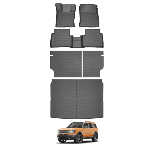 Cargo Liner and Backrest Mat and Floor Mat Compatible with 2021-2025 Ford Bronco Sport Anti-Slip Cargo Mat Trunk Liner for 2021-2025 Bronco Sport(Cargo mat+backrst mat+Floor mat) - color: Bronco Sport, size: cargo mat+seatback mat+floor mat