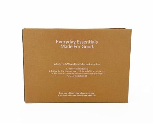 Terre Bamboo Car Cylinder Tissues, 3-Ply, Unbleached, PFAS Free, Refillable, 4 Pack (200 Sheets Total), FSC-Certified, Car Tissue Holder with Facial Tissues, Tree-Free, Eco-Friendly, Sustainable
