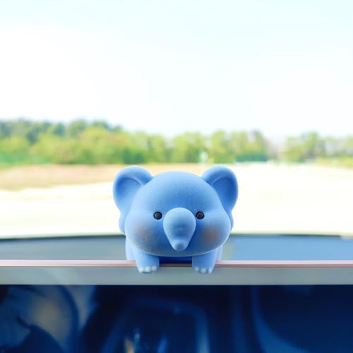 Cute Furry Animal Rear View Mirror Accessories, Car Dashboard Ornament Center Screen Decoration Rearview Mirror Charm, Car Accessories Interior Decor for Women/Men - style: Elephant