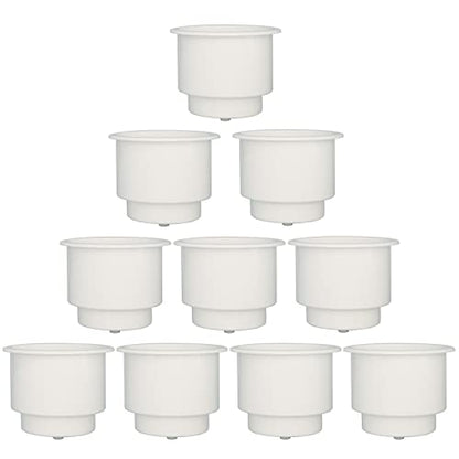 Yuanhe White Plastic Cup Drink Holder Insert with Drain for Boat Car Marine Rv, 10PCS - size: 10PCS