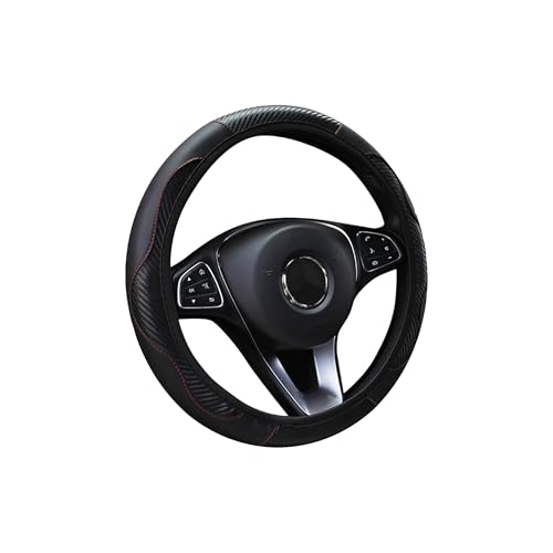 Car Steering Wheel Cover, 15 inch Carbon Fiber Microfiber PU Leather Elastic Steering Wheel Protector for Men Women, Universal Durable Car Decorative Fit for Most Cars, Trucks, SVU (Black) - color: Black