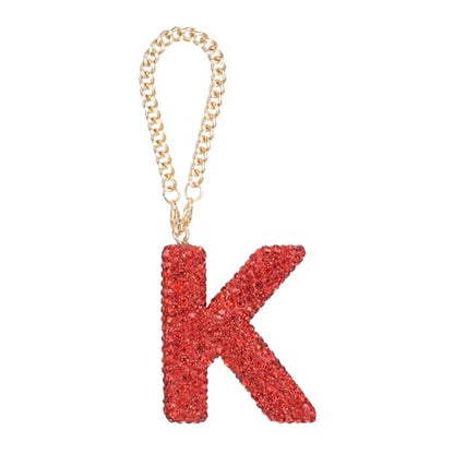 MECCANIXITY Bling Car Letter Charm, Initial K Letter Interior Car Rear View Mirror Decoration Hanging Crystal Ornaments for Women Bags Water Cup DIY Craft, Red - style: Letter K