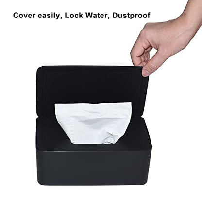 Diaper Wipes Dispenser, Tissue Storage Box Case, Wet Wipe Dispenser Holder with Lid for Home, Office, Cars (Black) - color: Black