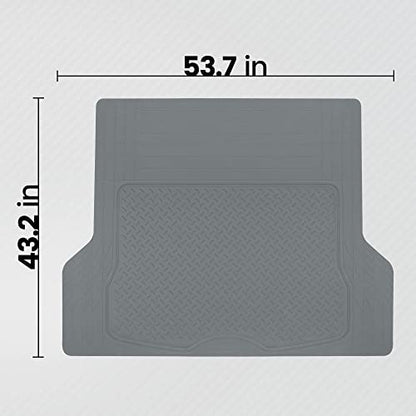 BDK OF-554 Rubber Car Floor Mats, Universal Front & Rear Combo Set with Trunk Cargo Mat Liner for Car Sedan SUV Van, Heavy Duty All Weather Trim to Fit - color: Gray