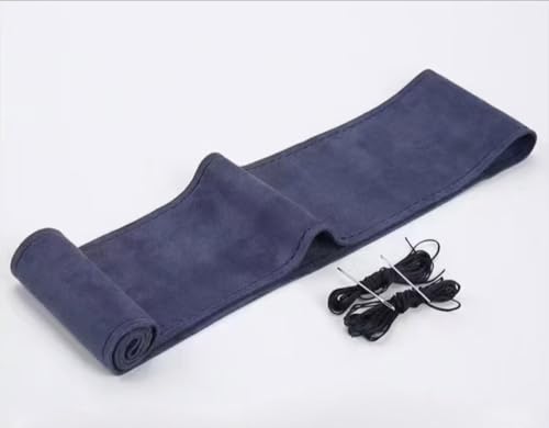 Steering Wheel Cover (Suede Leather), DIY Hand Sewn, Suitable for Both Men and Women, 15 inch Universal (Dark Blue)