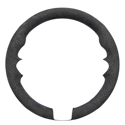 MEWANT Hand-Stitched Steering Wheel Cover for BMW (M Sport) F22 F23 F30 F34 F32 F33 F36 F10 F07 F12 F13 F06 F39 F25 F26 F15 F16, DIY Custom Fit Steering Wheel Wrap for BMW - color: 46:Woven suede + 3M thread