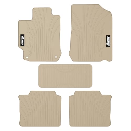 IKON MOTORSPORTS, Floor Mats Compatible with 2012-2017 Toyota Camry, Beige Latex Rubber Heavy Duty All Weather Season Car Auto Custom Fit Front Rear Carpets Liner 5PC