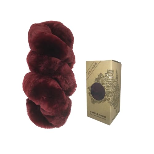 Furry Fluffy Wool Sheepskin Car Steering Wheel Cover for Girls Women Universal car 14 1/2-15 1/2inchs(Grape Red) - color: Grape Red