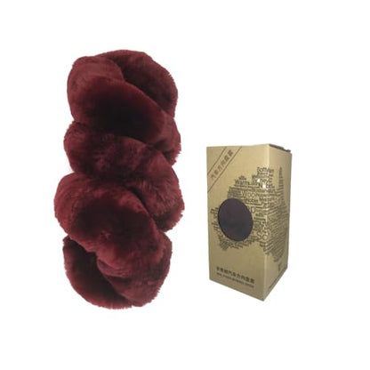 Furry Fluffy Wool Sheepskin Car Steering Wheel Cover for Girls Women Universal car 14 1/2-15 1/2inchs(Grape Red) - color: Grape Red