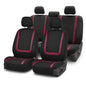 FH Group Car Seat Covers Unique Flat Cloth Full Set Automotive Seat Covers Front Set and Rear Solid Bench Burgundy Black Seat Covers w. Gift Universal Fit Interior Accessories for Cars Trucks and SUVs - color: burgundy