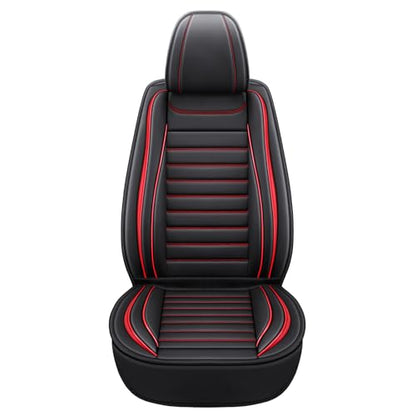 MINGBRON Leather Car Seat Covers Full Set, Universal Faux Leather Car Seat Covers 5 Seats, Automotive Seat Covers for Most Sedans SUVs Trucks, Front and Rear Seat Covers,Wine Red - color: RedA, size: 5 Seat Covers (Front & Rear)