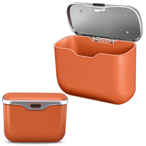 Car Trash Can with Lid - 2-in-1 Leather Top Car Garbage Can & Storage Box | Leakproof, Waterproof Hanging Auto Trash Bin for Back of Seat, Door, SUVs, Trucks, Sedans Orange - color: Orange