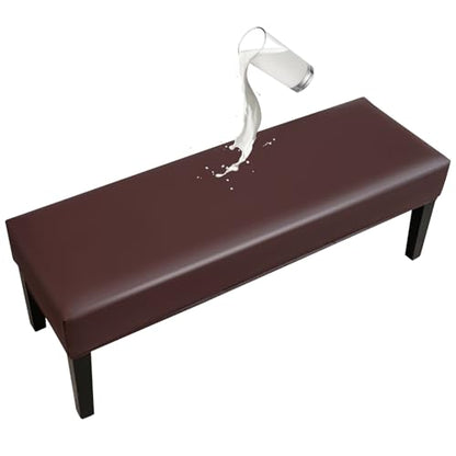 FUANGUI PU Waterproof Bench Cover, Stretch Dining Bench Cover for bedrooms, Living Rooms, Kitchens, Protector Chair Bench Piano Bench Seat Covers Stool Slipcover Removable, Washable - Coffee - color: Pu Coffee