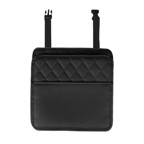 ZIMISI Car Back Seat Organizer, Waterproof Leather Automotive Backseat Hanging Bag with Cup Holders, Large Capacity Car Trash Can, Vehicle Travel Accessories for Most Vehicles (1PC/Black) - size: 1PC/Black