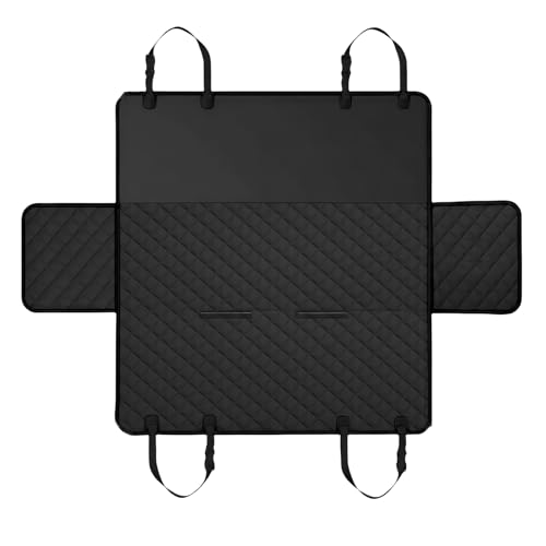 All-in-One Heavy Duty Waterproof Scratch-Proof Dog Back Seat Cover Hammock with Side Flaps, Adjustable & Portable, Easy Install for SUV/Trucks, Compatible with Child Car Seat - Black - color: Black