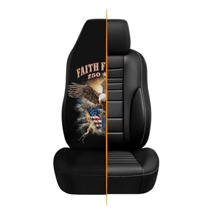 Eagle Cross Print 2 Pcs Car Front Seat Cover, American Flag Printed Waterproof Car Seat Cover Front Seats Only Airbag Compatible, Universal Fits for Most Cars SUV Truck Vehicles Sedan - color: Black and Red - Eagle Cross American Flag