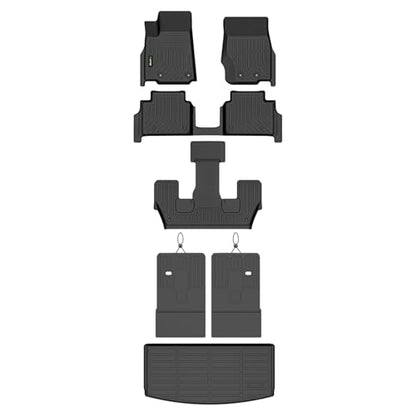 Floor Mats & Cargo Liner for Jeep Grand Cherokee L 2021-2025 (6-Passenger No Center Console) with Backrest Mat, All Weather TPE Heavy Duty Automotive Floor Liners Full Set Accessories Black - style: 21) For Grand Cherokee L 2021-2025 (6-Seat) Set