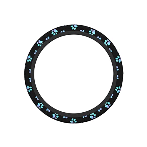 Paw Prints Steering Wheel Cover for Women Men, 15 Inches Purple Galaxy Neoprene Anti-Slip Cute Universal Car Steering Wheel Grip Wrap Car Accessories Protective Case Cover for Vehicle Truck SUV - color: Blue Purple Galaxy Paw Prints