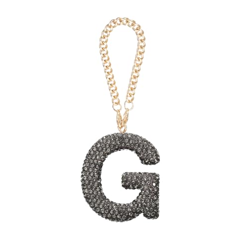 MECCANIXITY Bling Car Letter Charm, Initial G Letter Interior Car Rear View Mirror Decoration Hanging Crystal Ornaments for Women Bags Water Cup DIY Craft, Gray - style: G Letter