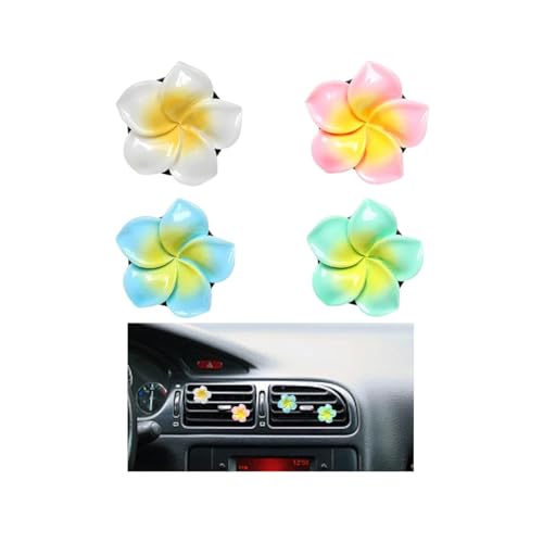 Car Flower Air Vent Clip, 4PCS Colorful Cute Tropical Daisy Flower Vehicle Air Conditioner Outlet Clamp, Charm Auto Interior Air Conditioning Decoration, Universal Fit - color: White/Pink/Orange/Rose Red